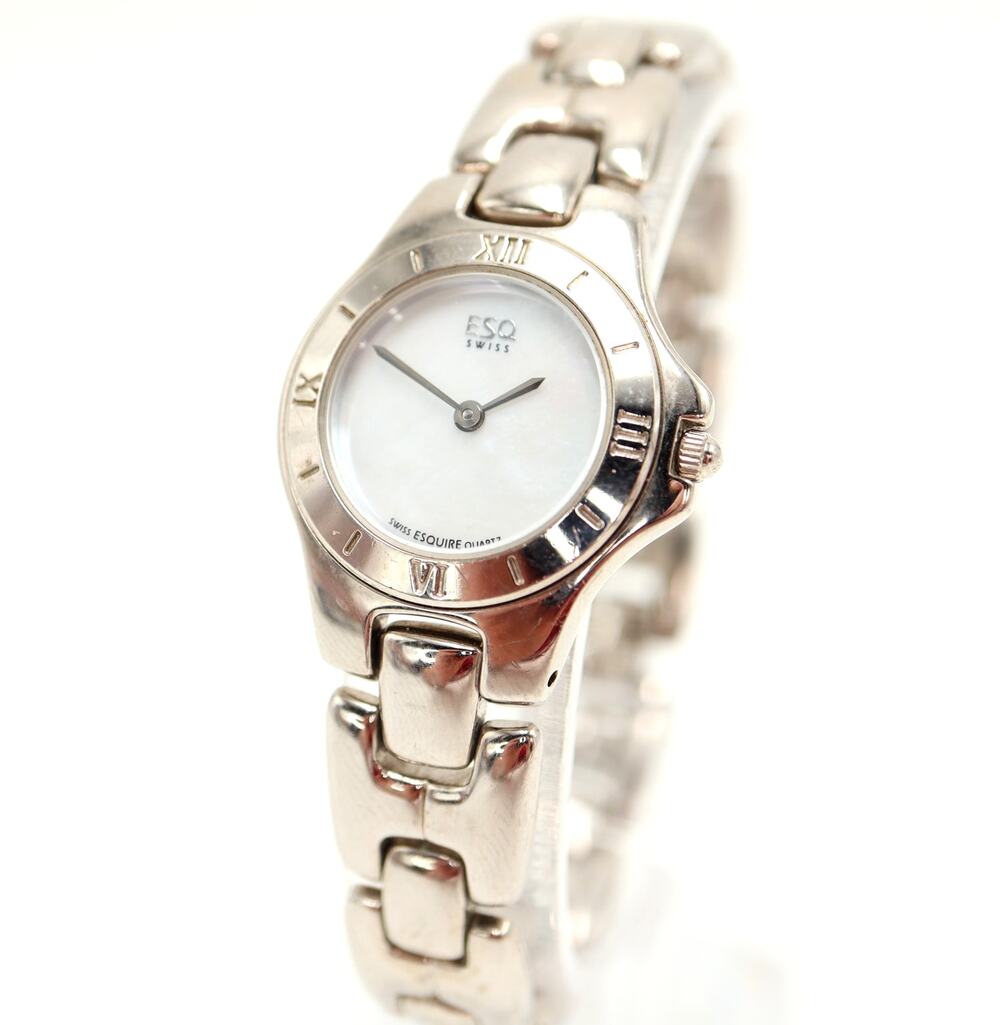 ESQ Swiss Silver Tone 25mm MOP Womens Watch Stainless Steel w New Battery